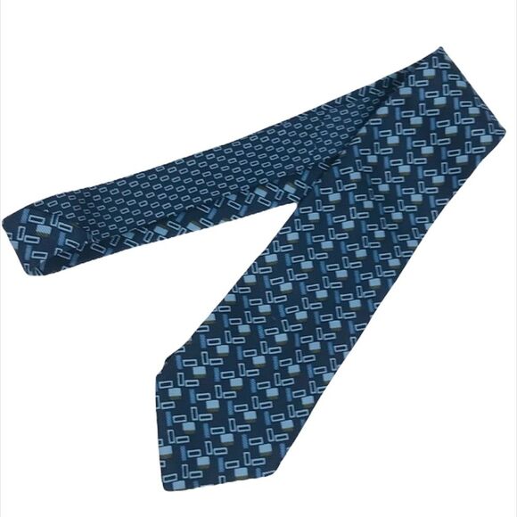 Tommy Hilfiger Rectangles Tie Navy Light Blue - Picture 3 of 5